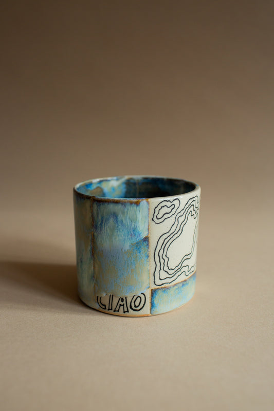 Ciao blue-green squiggly vessel