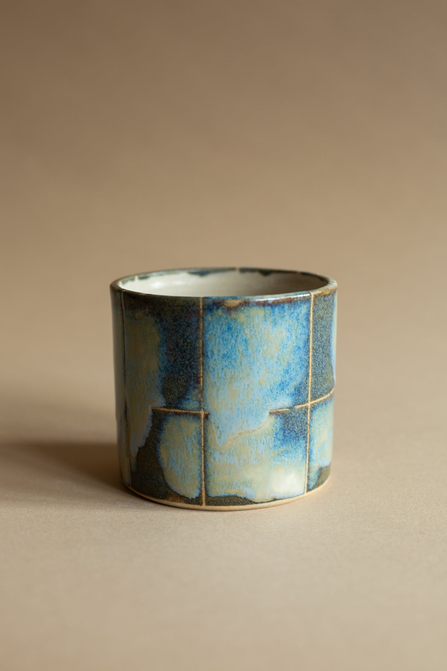 Blue-green checkered-ish melty vessel