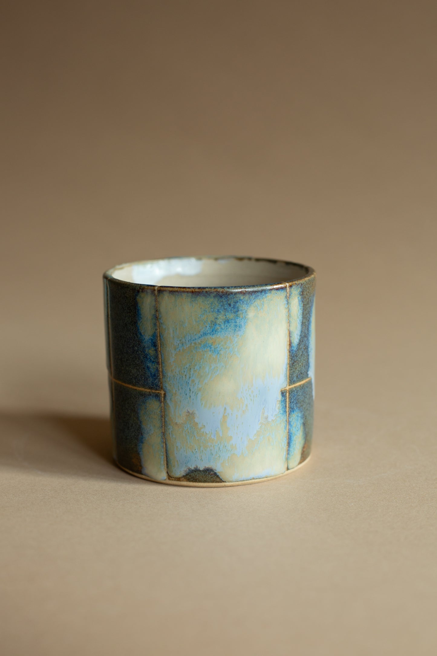 Blue-green checkered-ish melty vessel