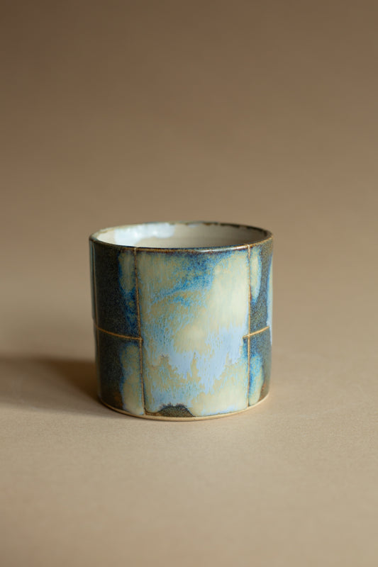 Blue-green checkered-ish melty vessel