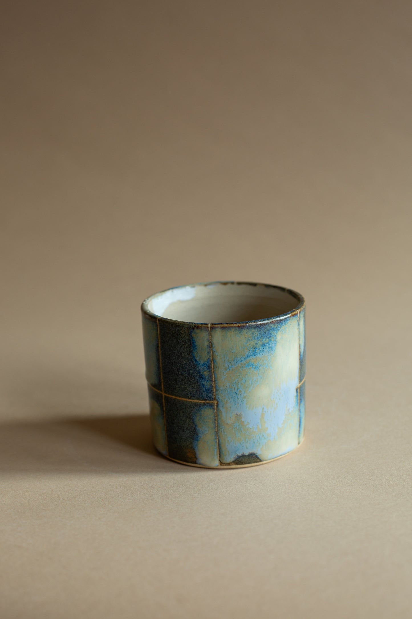 Blue-green checkered-ish melty vessel