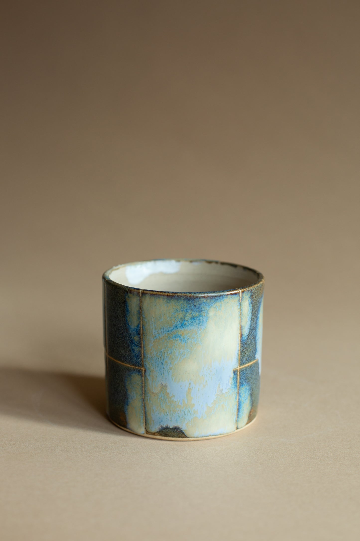 Blue-green checkered-ish melty vessel