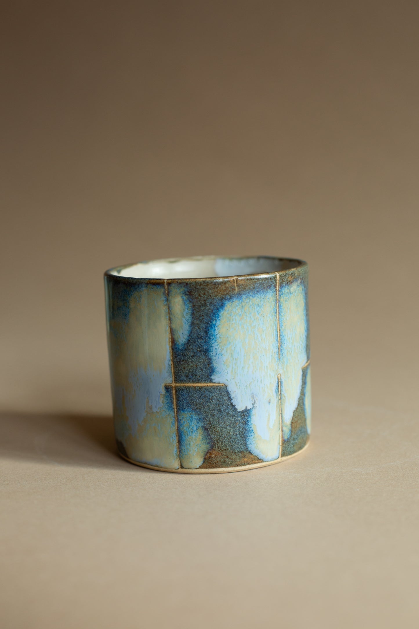 Blue-green checkered-ish melty vessel