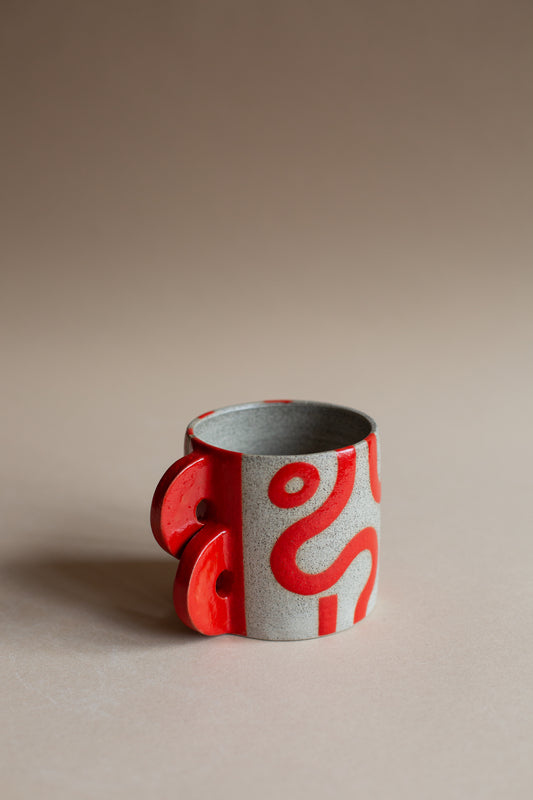 Squiggly Red Double Trouble Mug